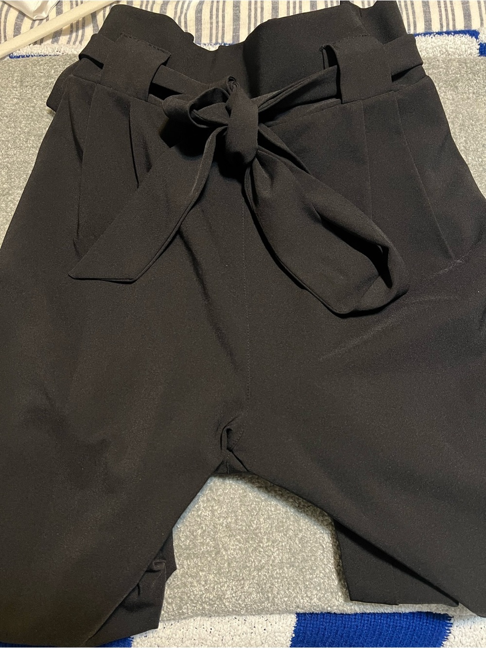 High-Waist Tie-Belt Paperbag Pants